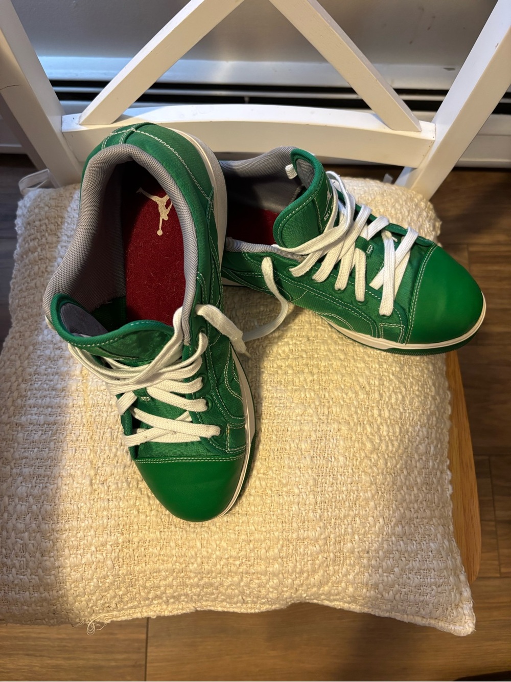 Jordan Men's Green Low-Top Sneakers with White Laces